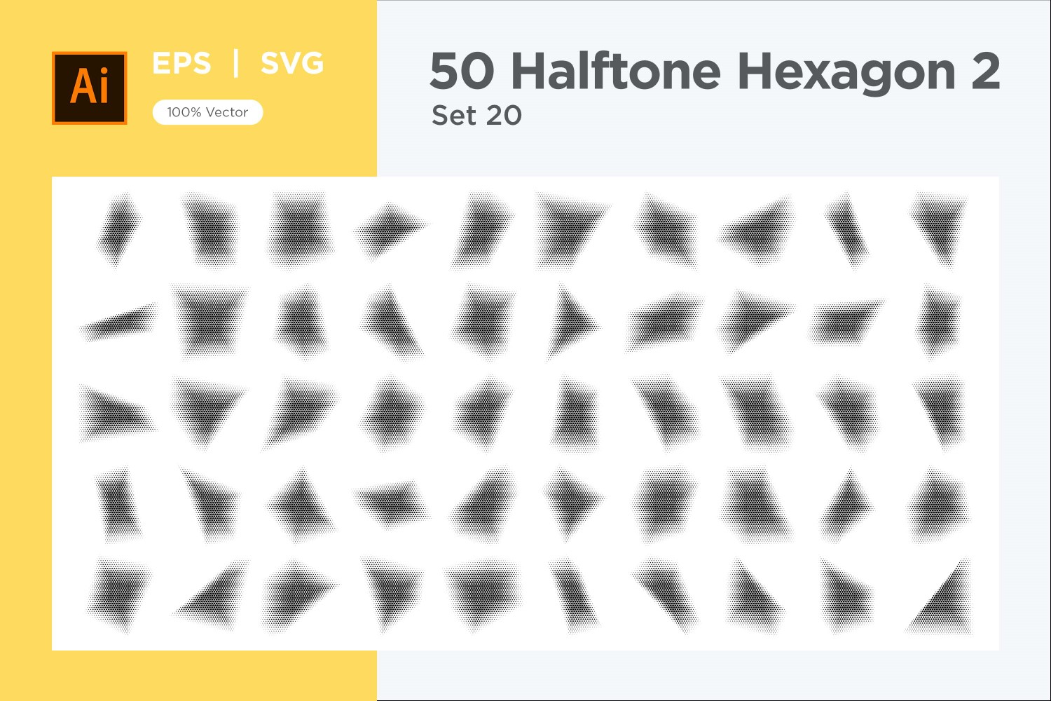 Hexagon shape halftone background V2-50-20