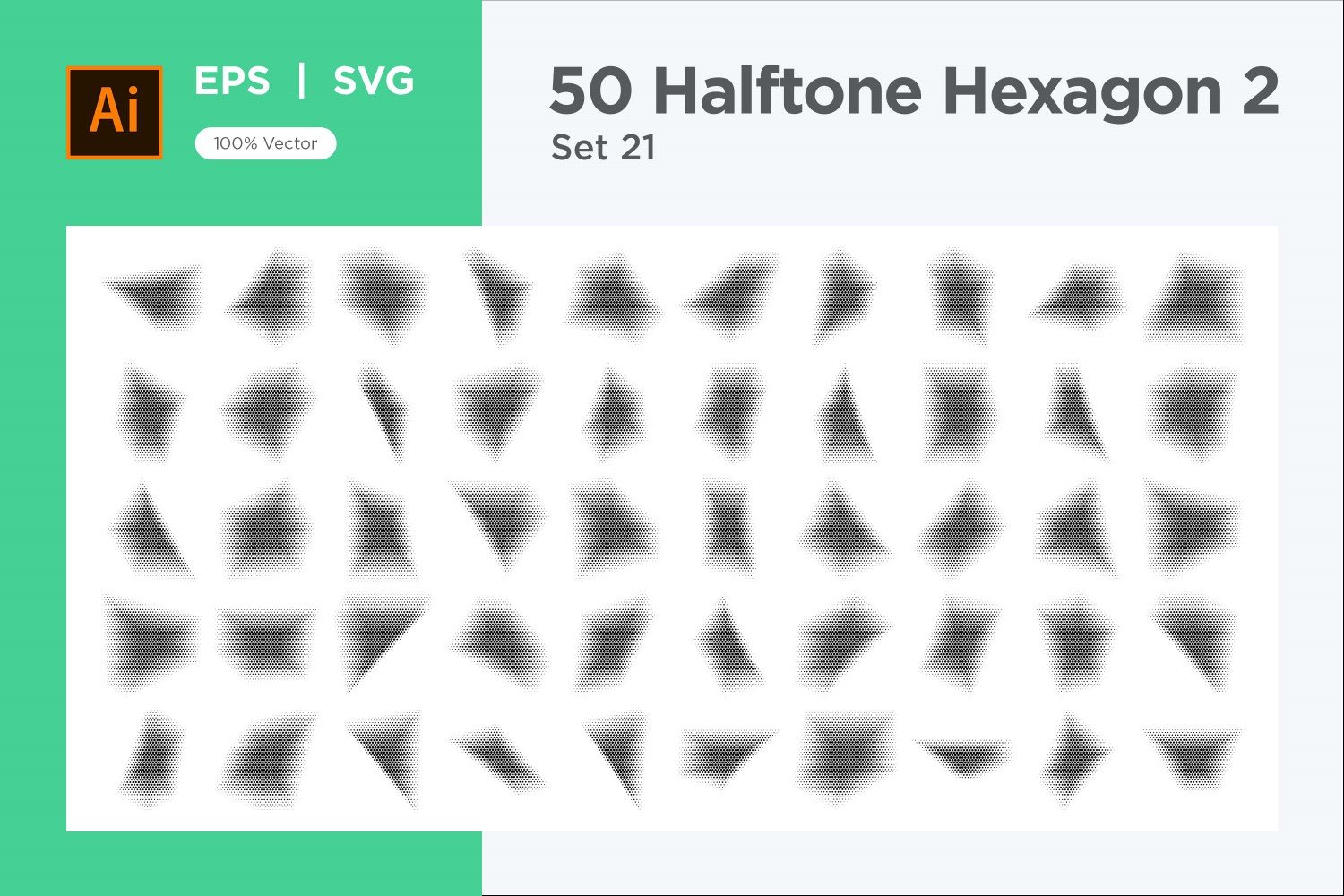 Hexagon shape halftone background V2-50-21