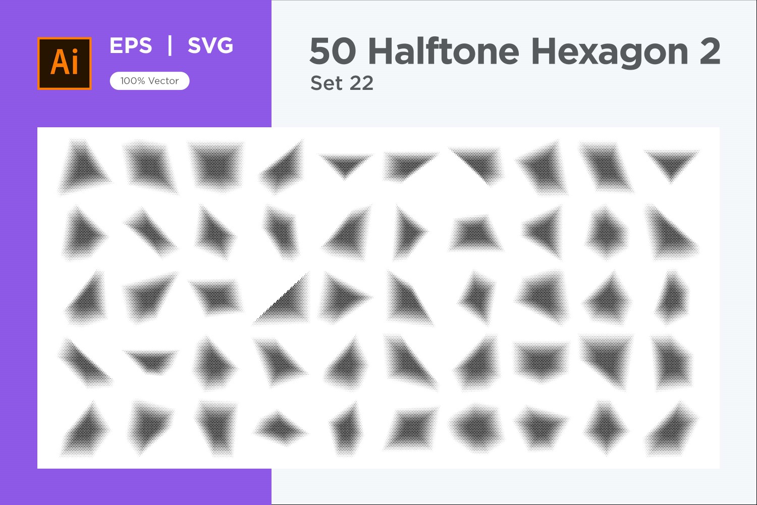 Hexagon shape halftone background V2-50-22