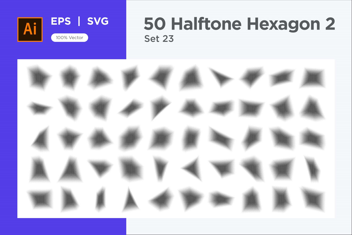 Hexagon shape halftone background V2-50-23