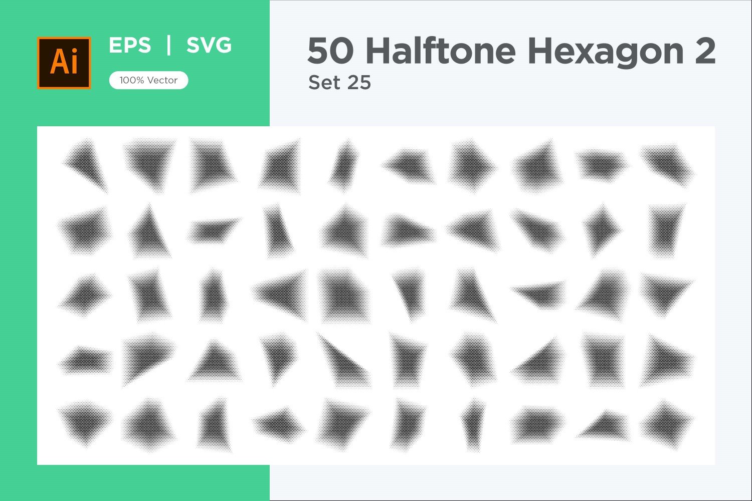 Hexagon shape halftone background V2-50-25