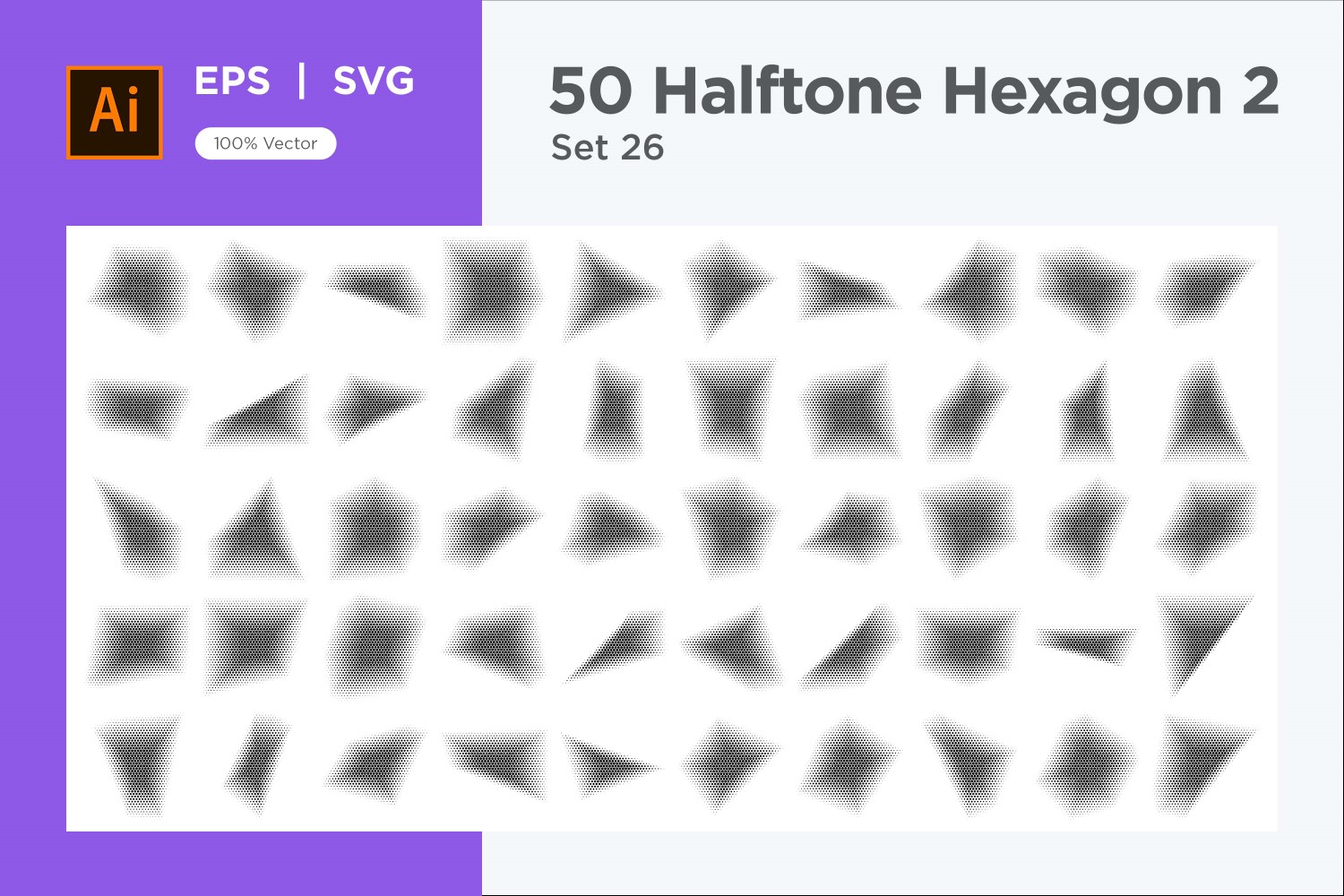 Hexagon shape halftone background V2-50-26