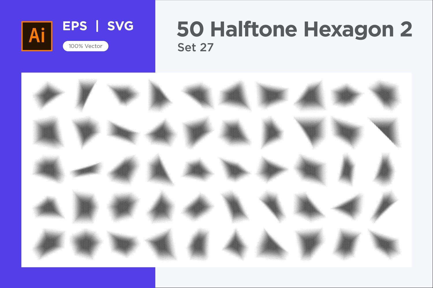 Hexagon shape halftone background V20-50-27