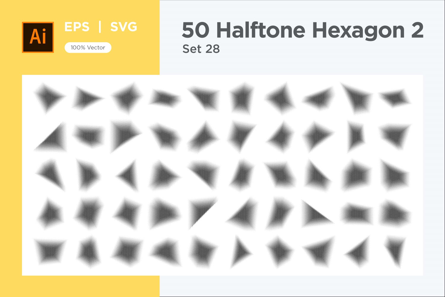 Hexagon shape halftone background V2-50-28