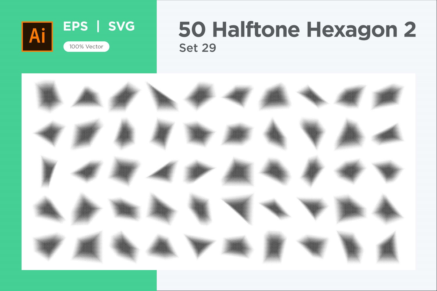 Hexagon shape halftone background V2-50-29