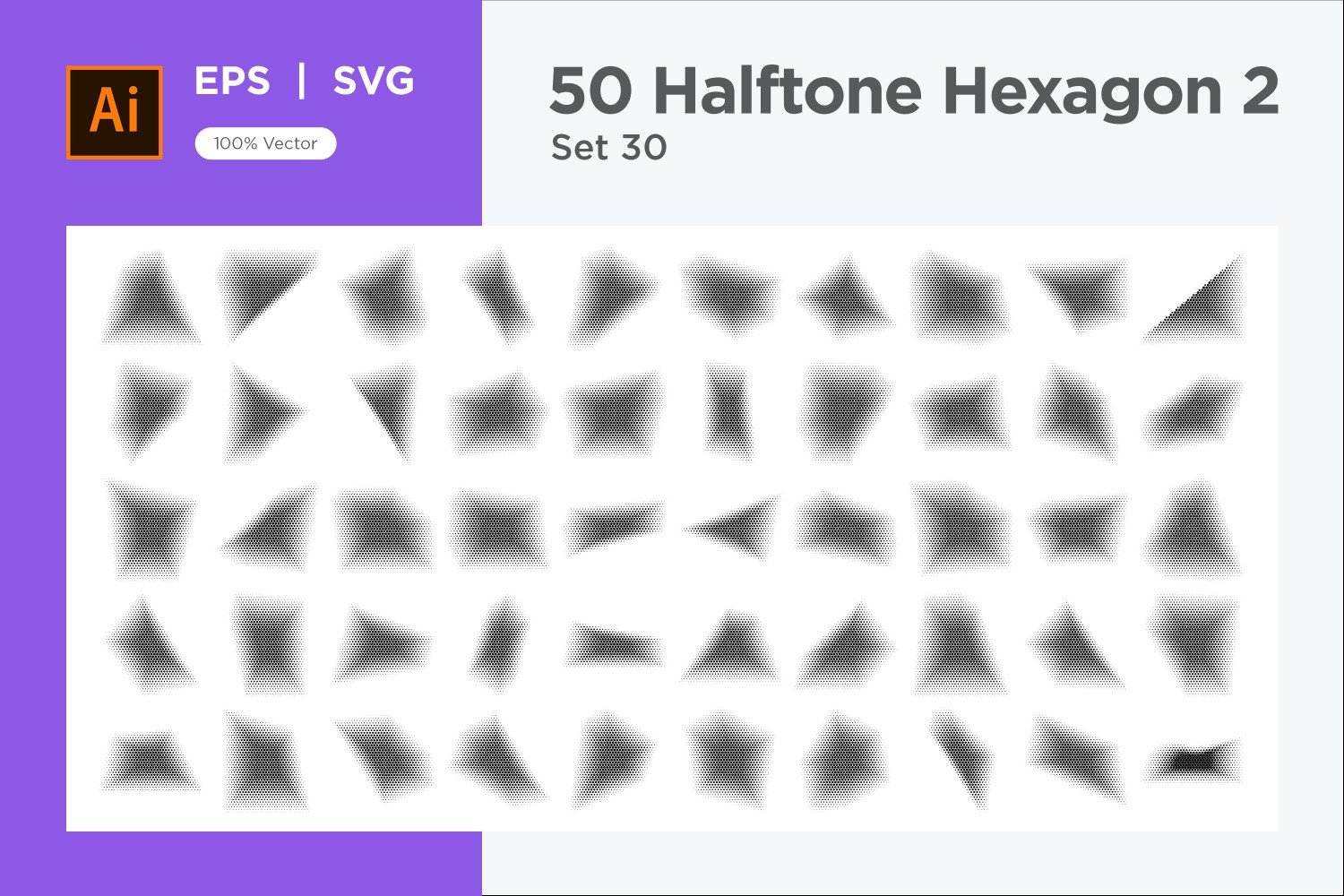 Hexagon shape halftone background V2-50-30