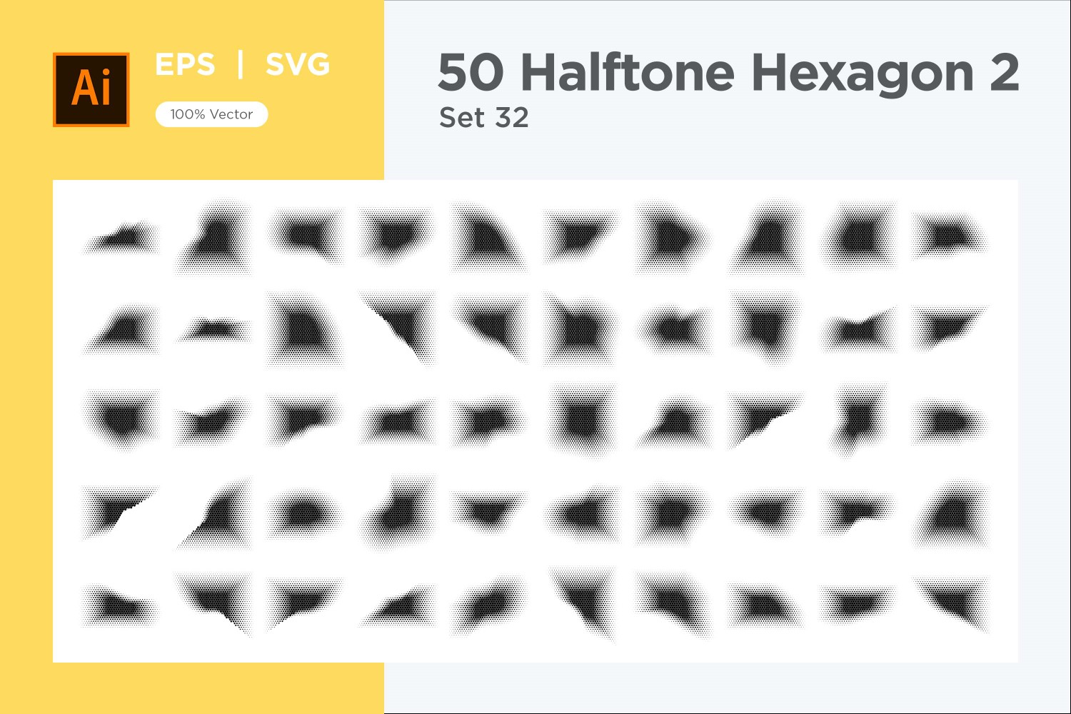 Hexagon shape halftone background V2-50-32