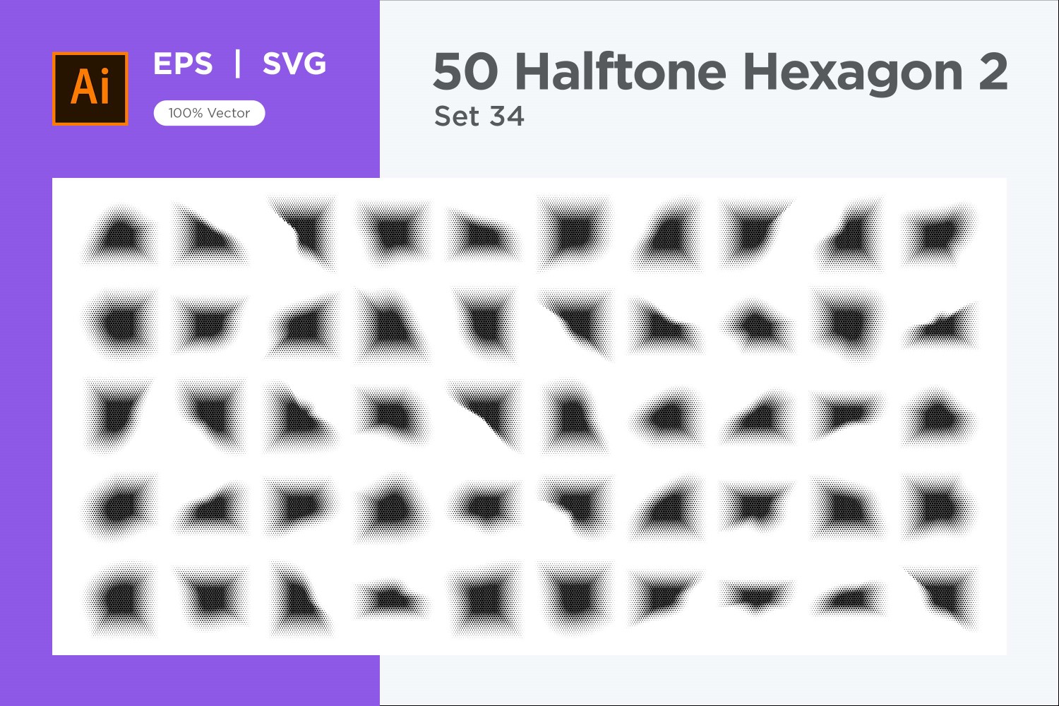 Hexagon shape halftone background V2-50-34