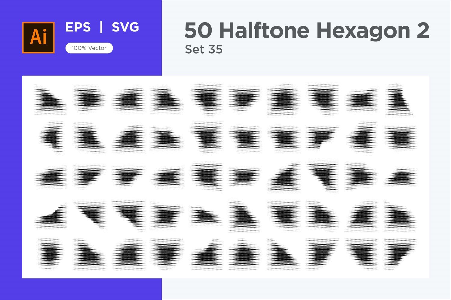 Hexagon shape halftone background V2-50-35