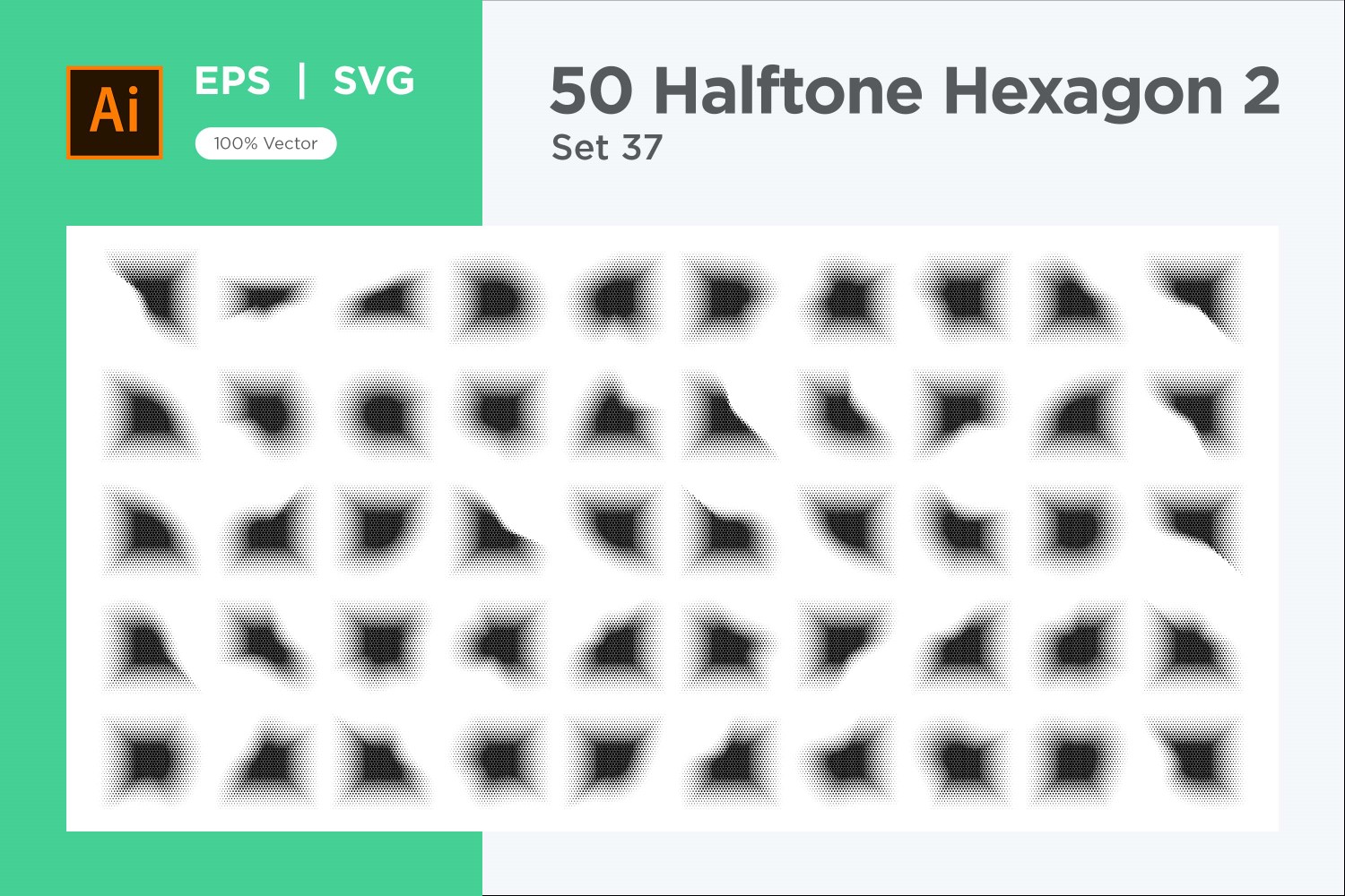 Hexagon shape halftone background V2-50-37