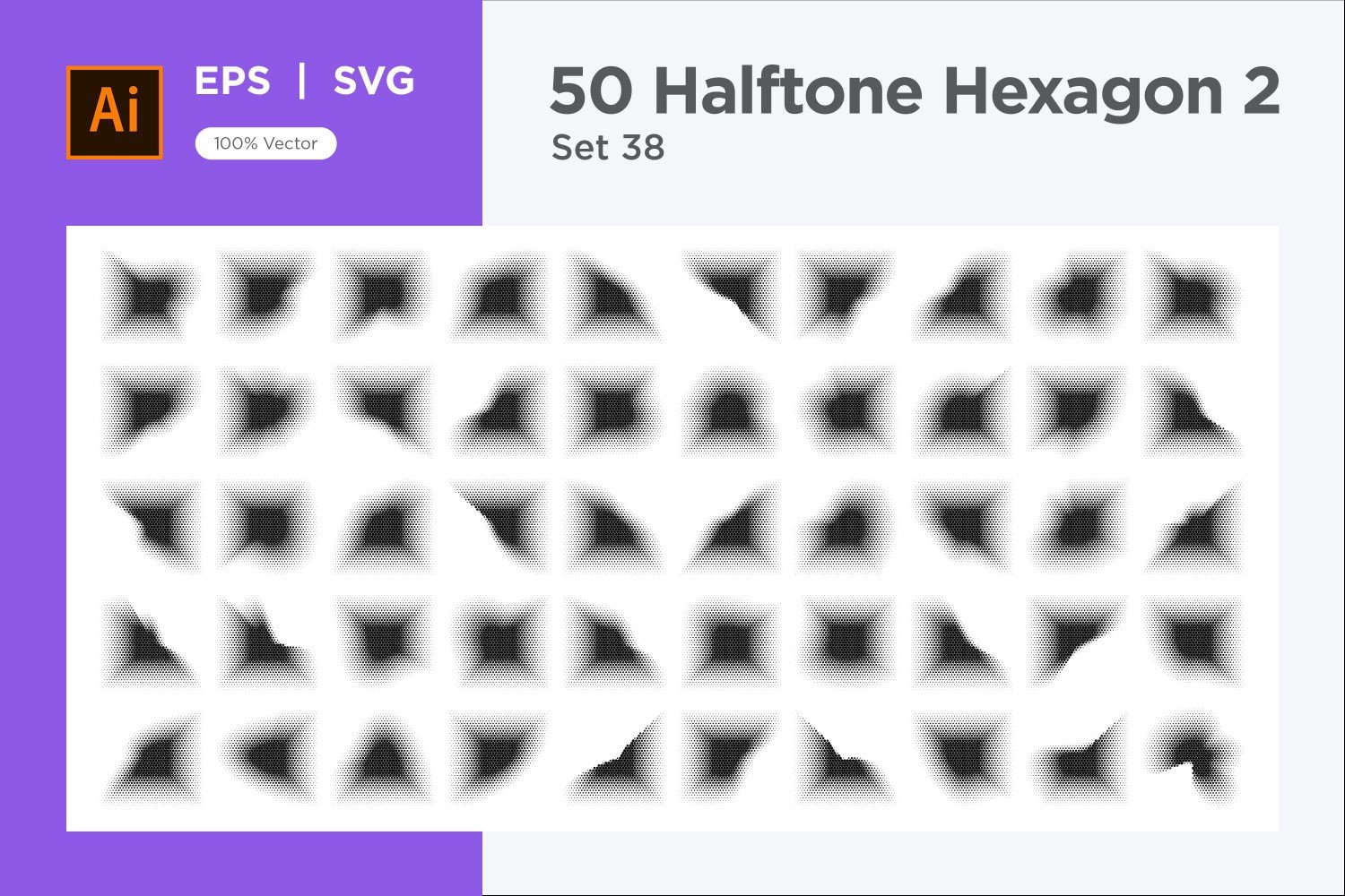 Hexagon shape halftone background V2-50-38