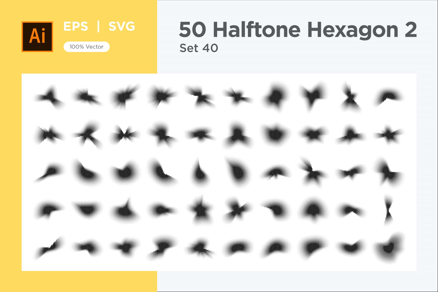 Hexagon shape halftone background V2-50-40