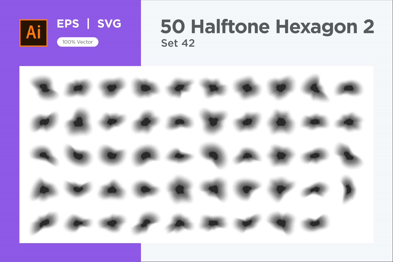 Hexagon shape halftone background V2-50-42