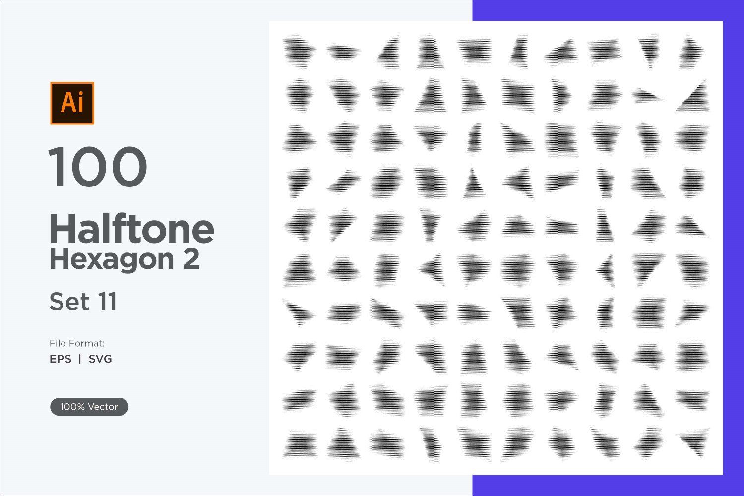 Hexagon shape halftone background V2 -100-11