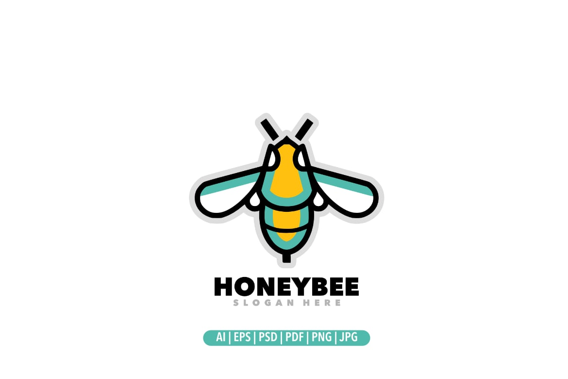 Honeybee honeycomb logo simple design