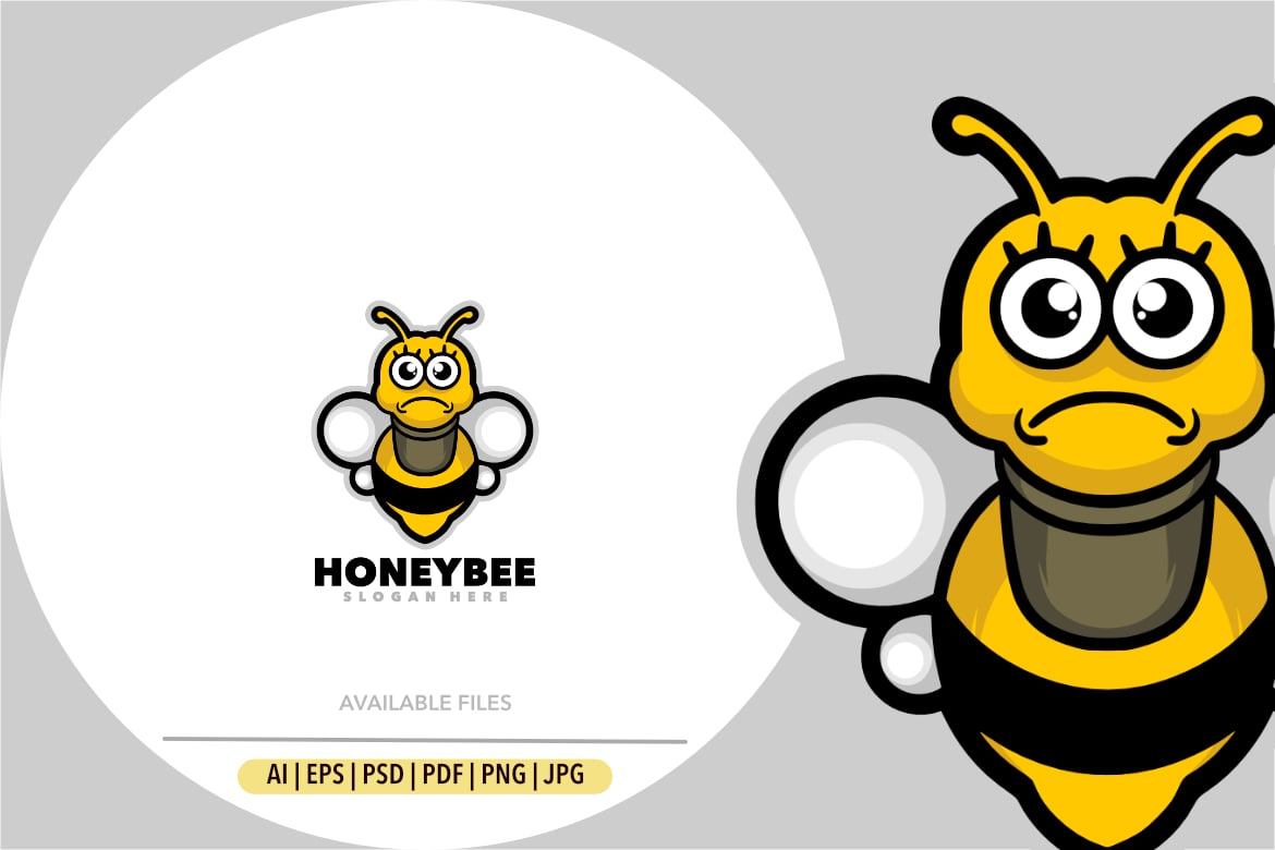 Honeybee cartoon mascot logo simple design