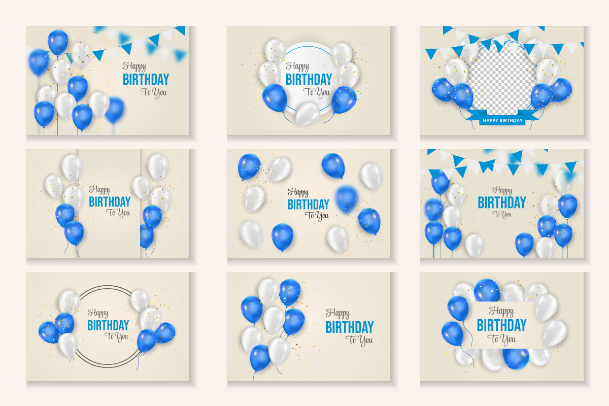 Vector Birthday balloons banner design Happy birthday greeting text