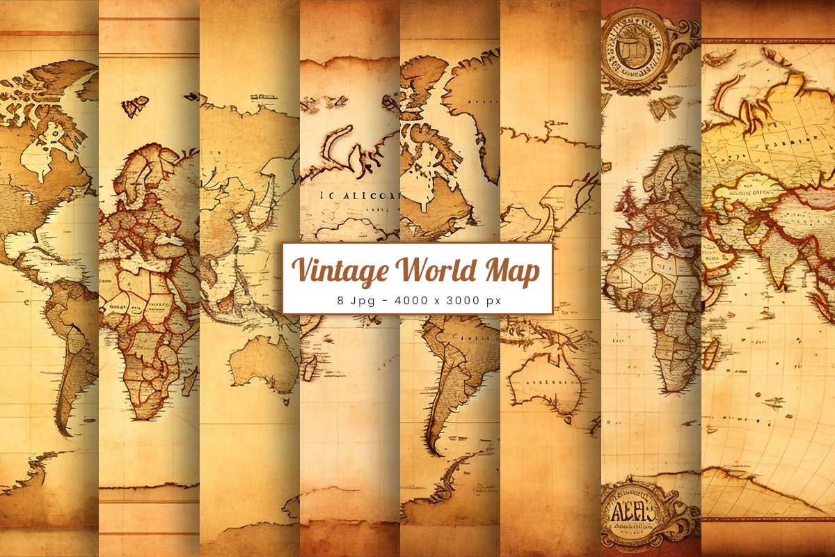 Antique Vintage World Map Digital Paper Texture Background