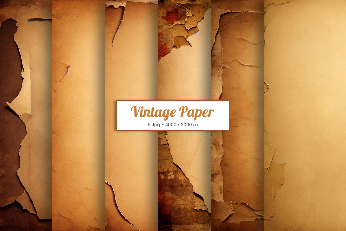 Vintage Torn Paper Textures Digital Paper, Old brown Paper Texture background