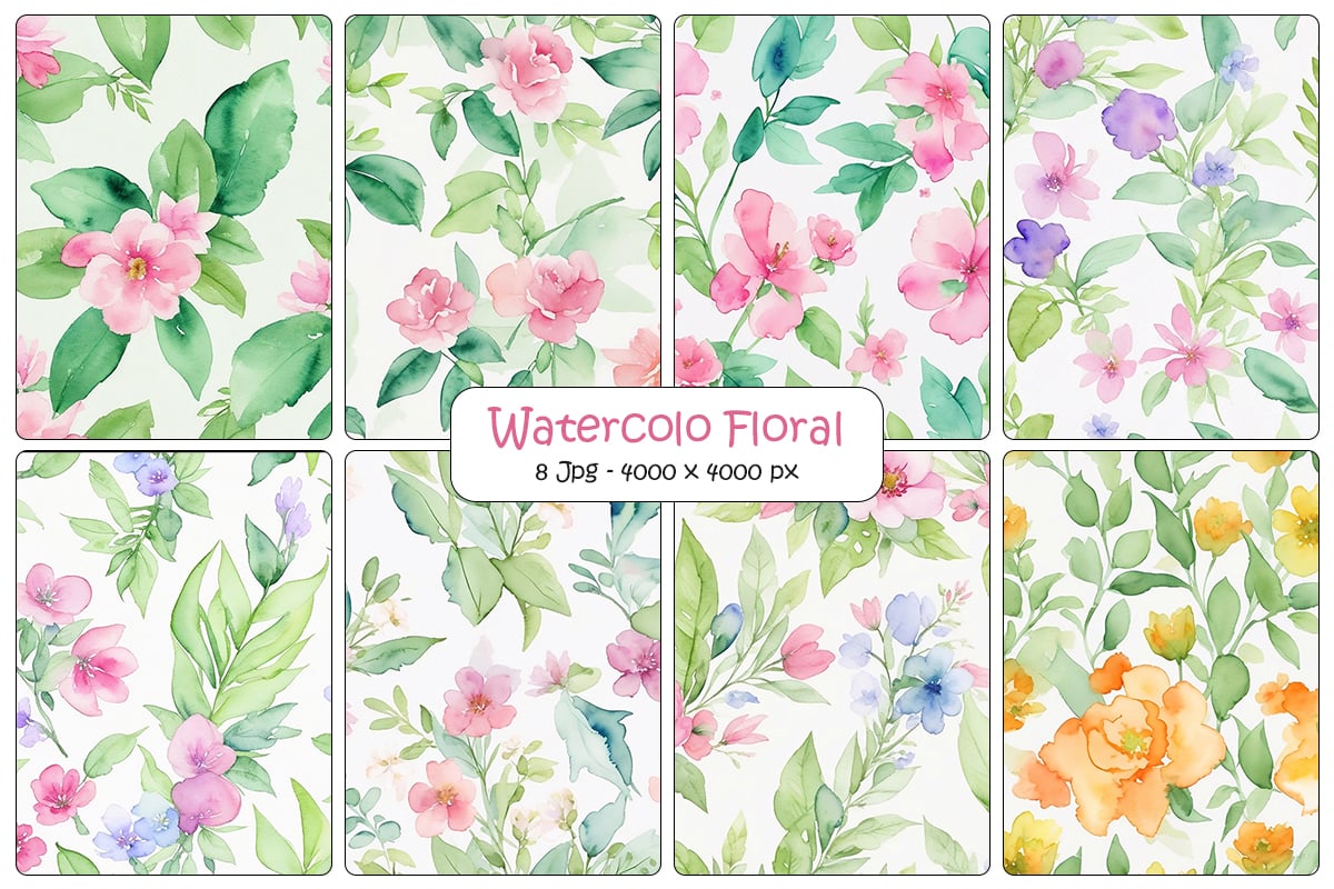 watercolor rose flower floral seamless pattern