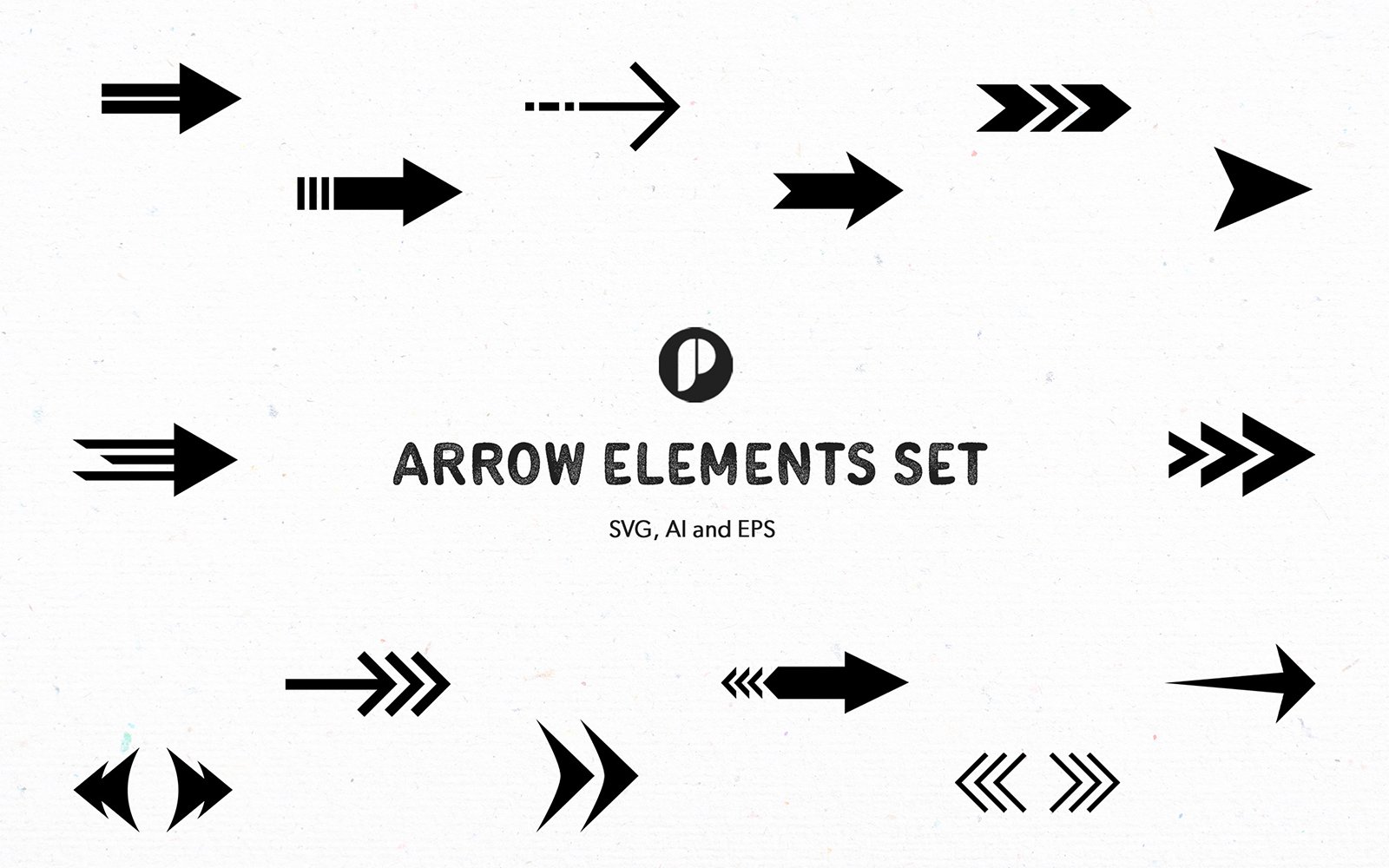 Black Colored Arrow Icon Elements Set