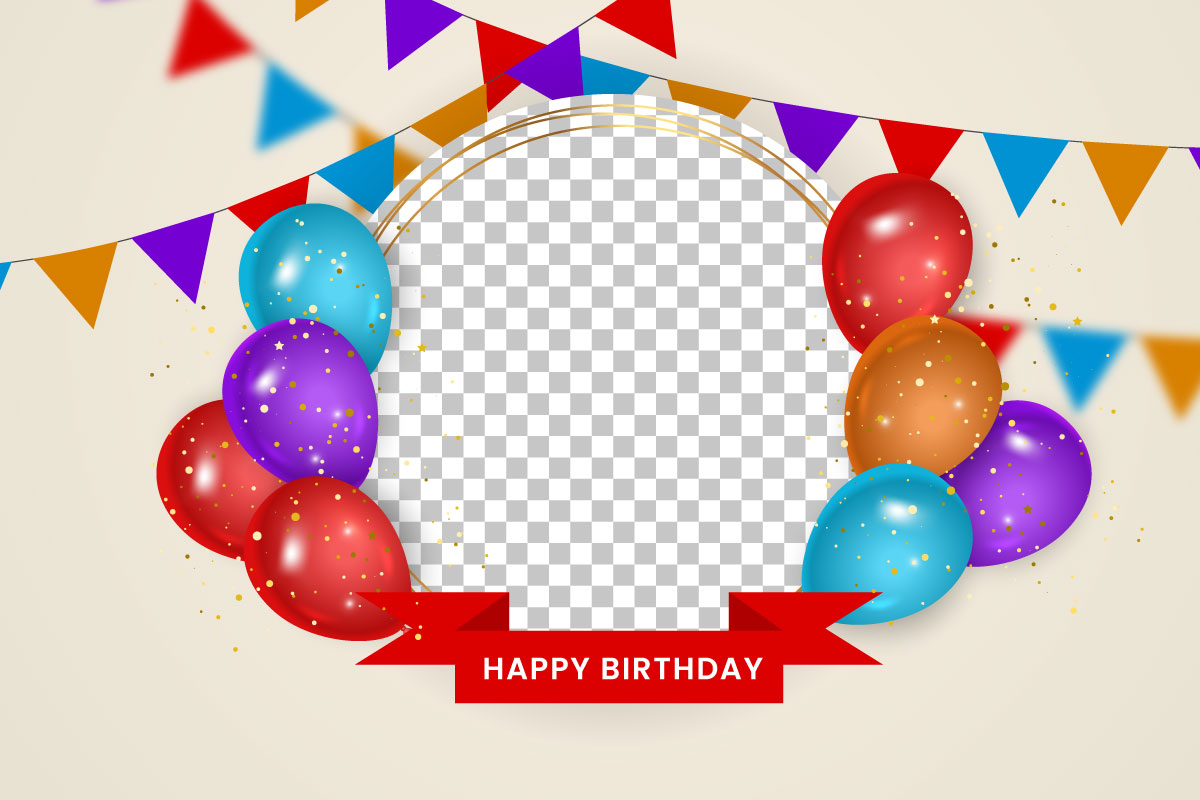 Vector Birthday balloons banner design Happy birthday greeting text concept