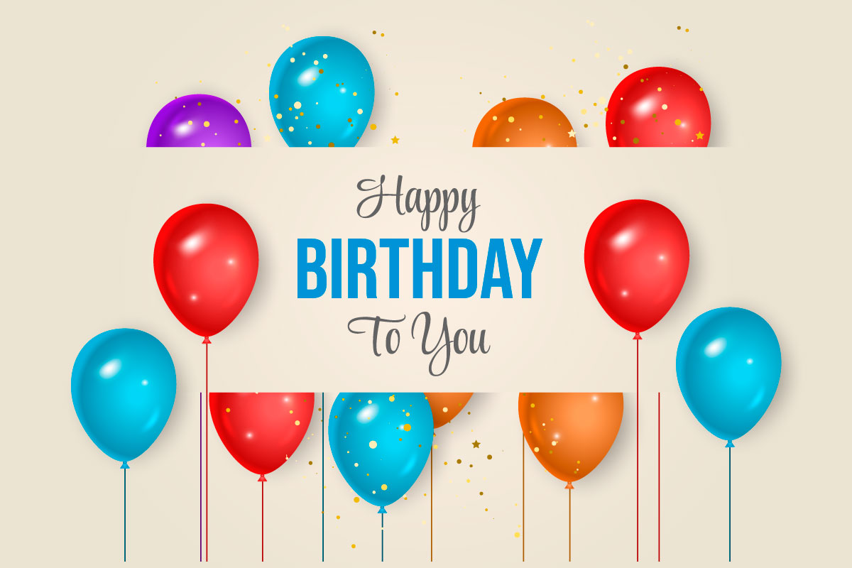 Birthday balloons banner Vector design Happy birthday greeting text