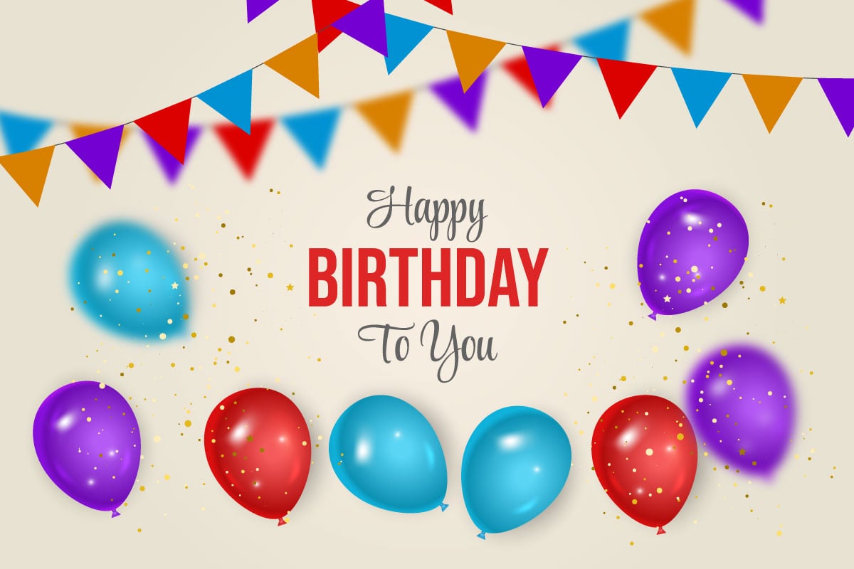 Vector Birthday wish card  banner design Happy birthday greeting text