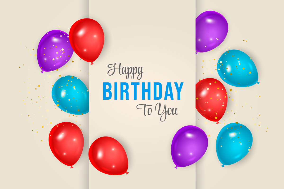 Birthday balloons banner design Happy birthday greeting text ideas