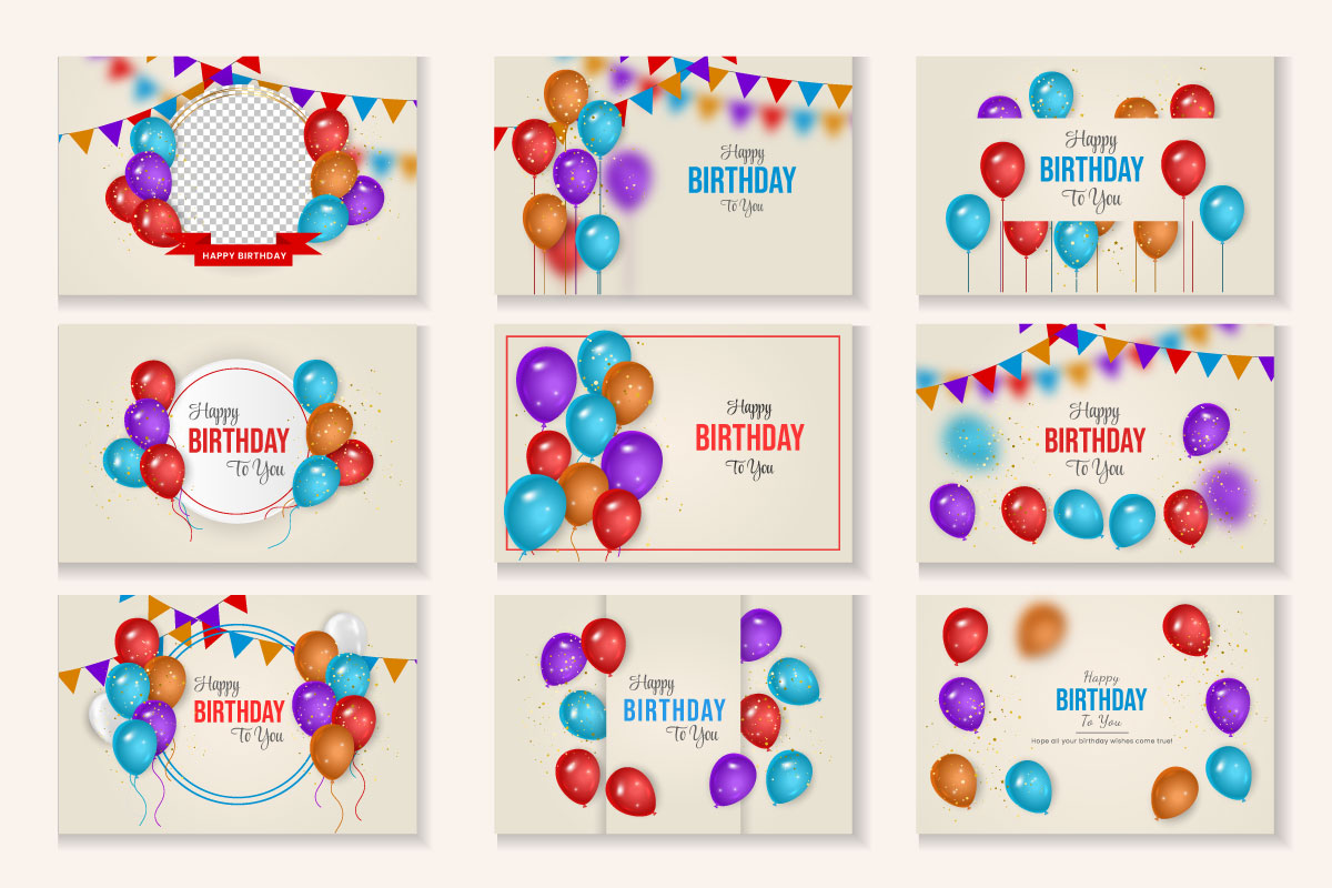 Vector Birthday wish  banner bundle design Happy birthday greeting text