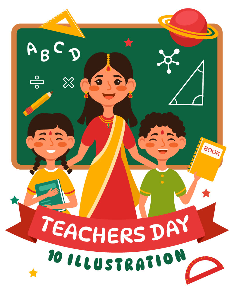 10 Teacher Day in India Illustration