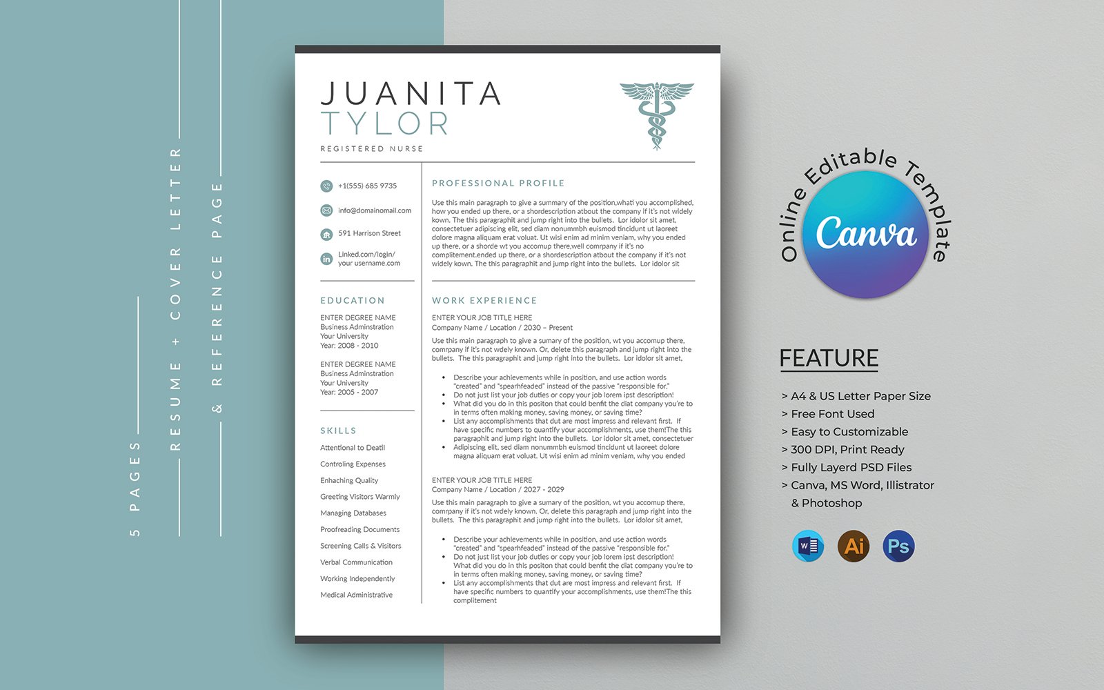 Nurse Resume Template Canva   346114 Original 