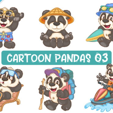 Cartoon Pandas Vectors Templates 346171