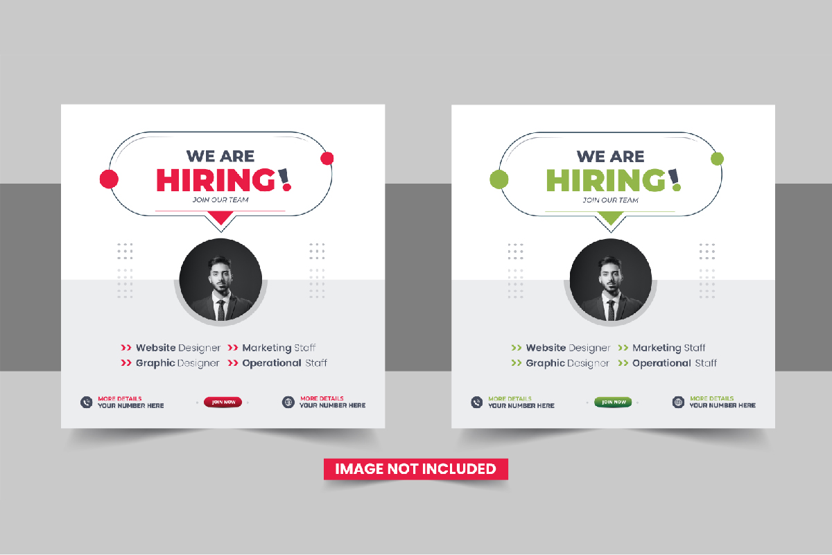 We Are Hiring Job Vacancy Social Media Post template design