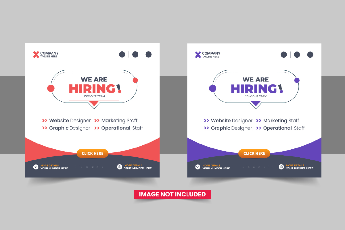 We Are Hiring Job Vacancy Social Media Post template design vector