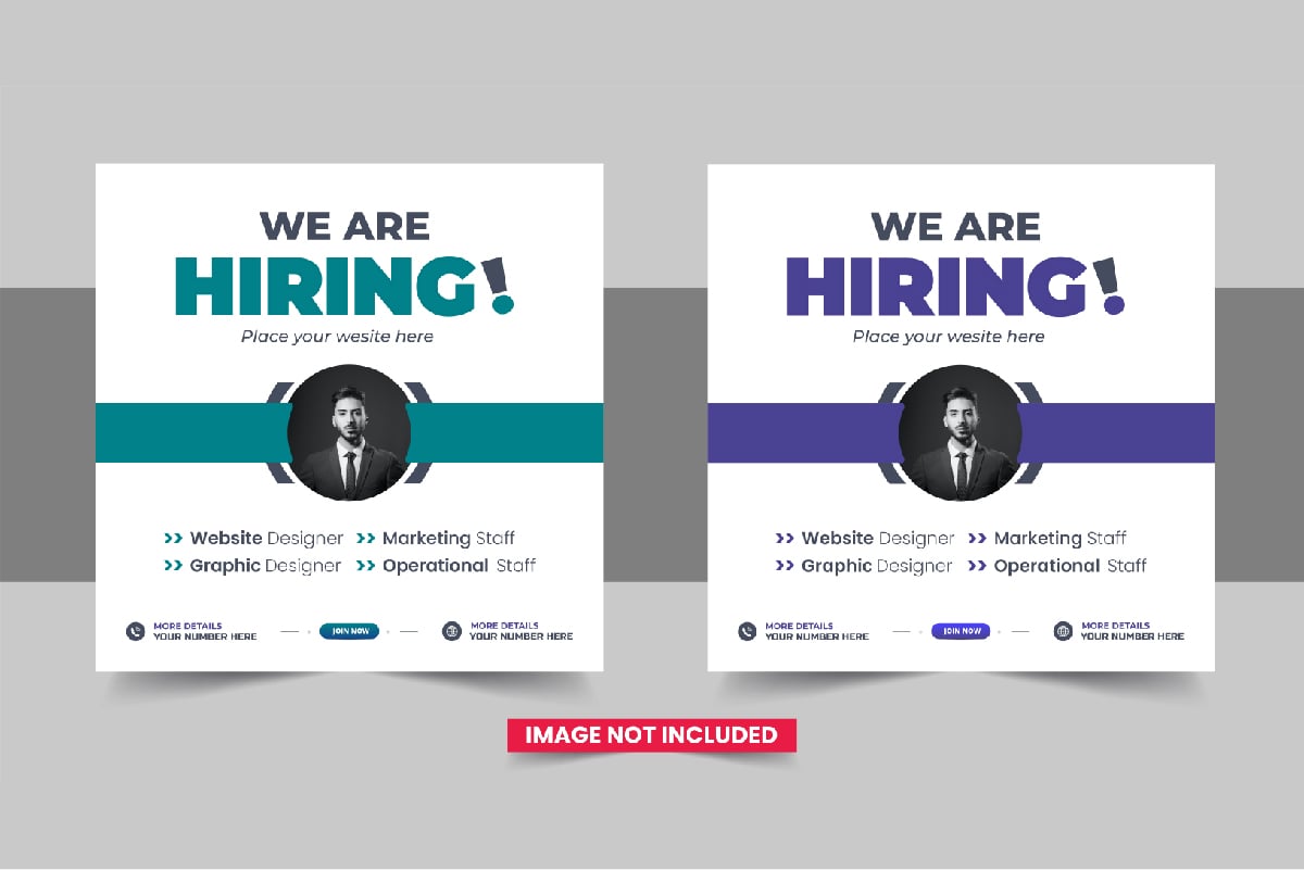 We Are Hiring Job Vacancy Social Media Post template design Layout