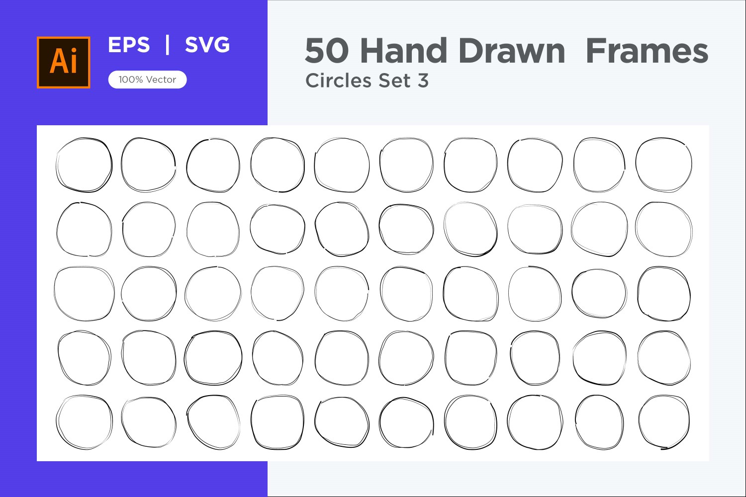 Hand Drawn Frame Circle 50-3