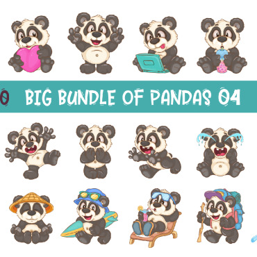 Cartoon Pandas Vectors Templates 346734