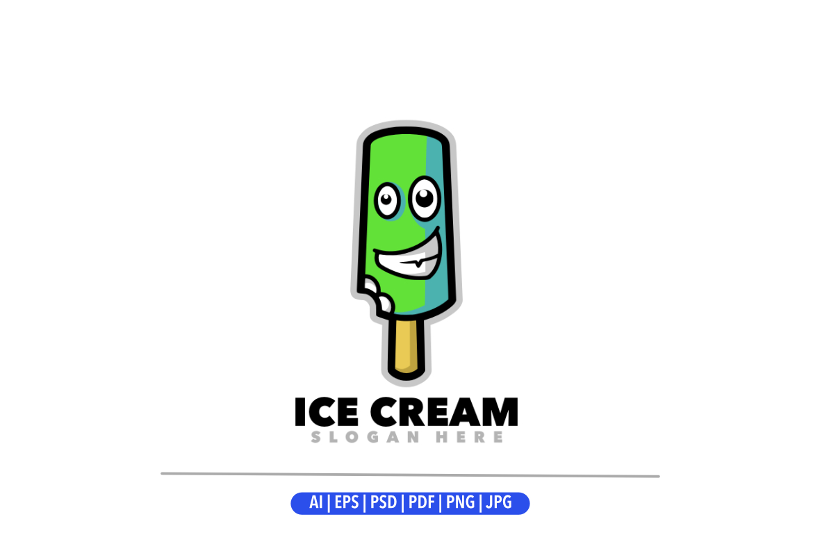 Cute ice cream mascot cartoon logo