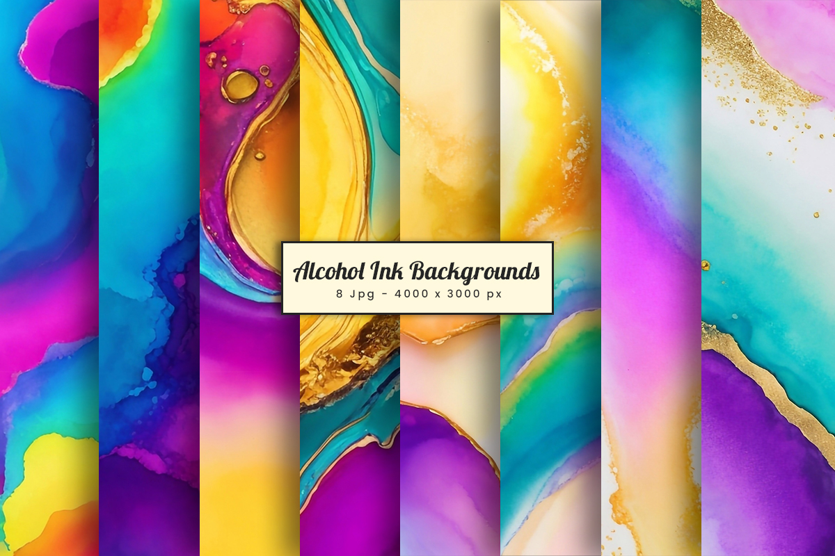Colorful abstract alcohol ink gold marble texture background