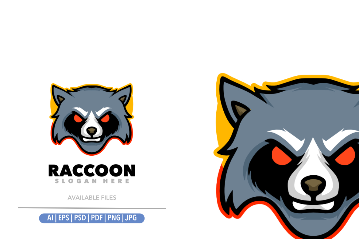 Raccoon mascot design logo template