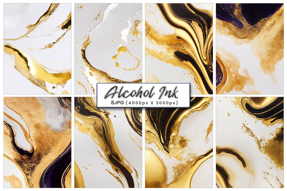 Golden glitter alcohol ink texture background