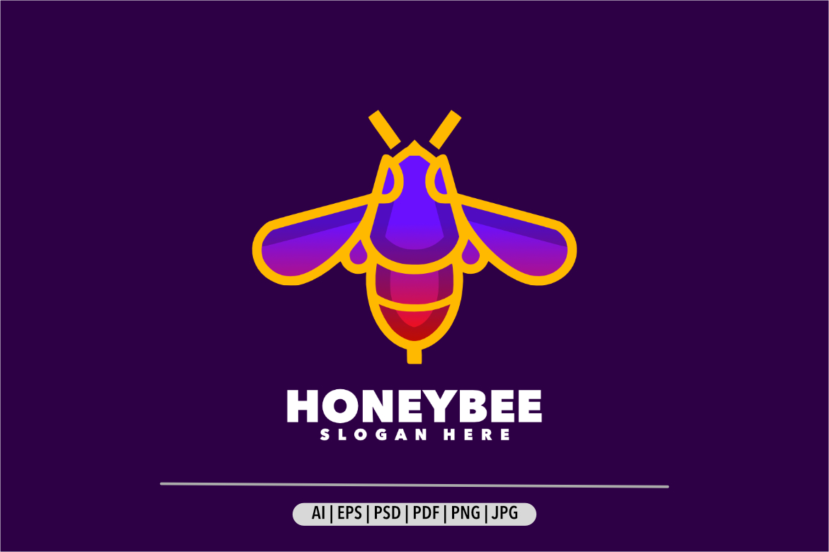 Honey bee line art gradient logo