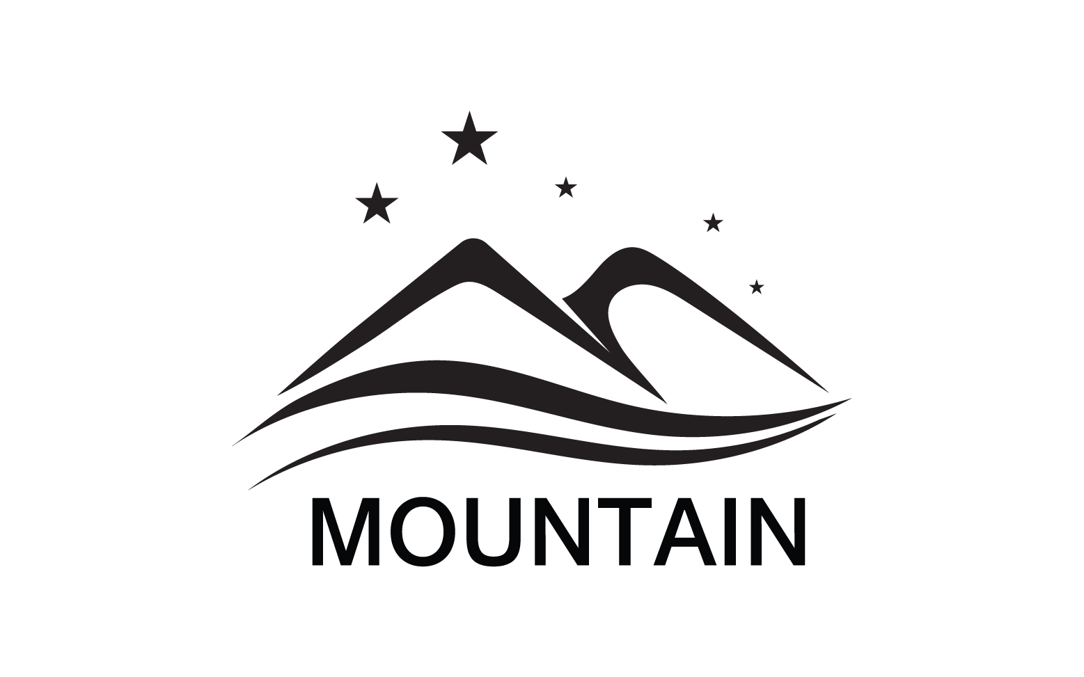Mountain and sun landscape logo v22