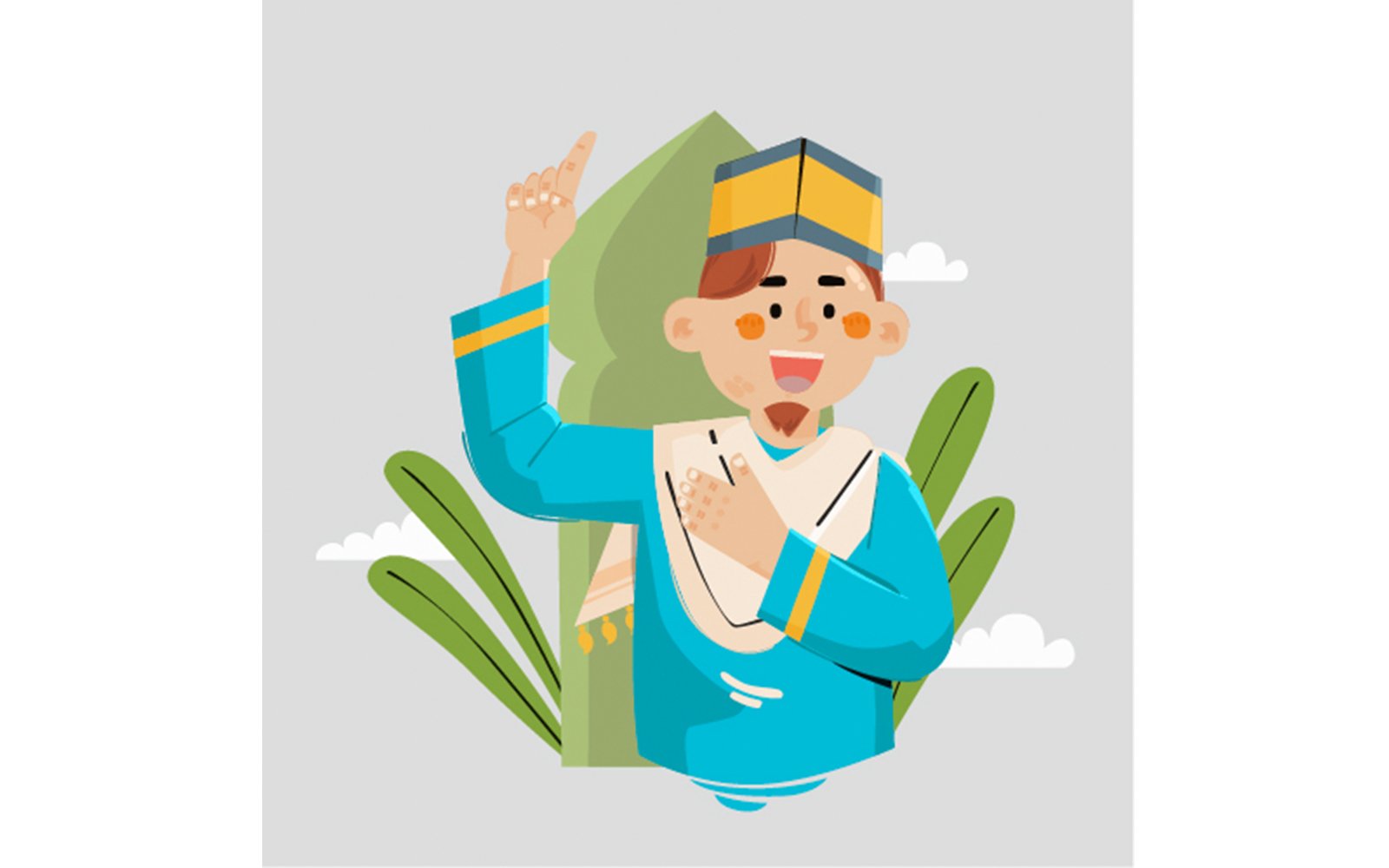 Muslim Man Character Illustration