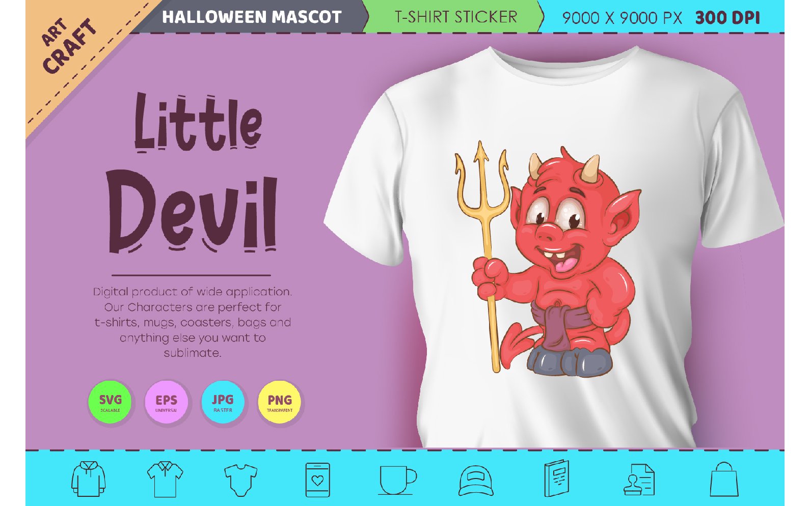 Cute Little devil. Halloween mascot.