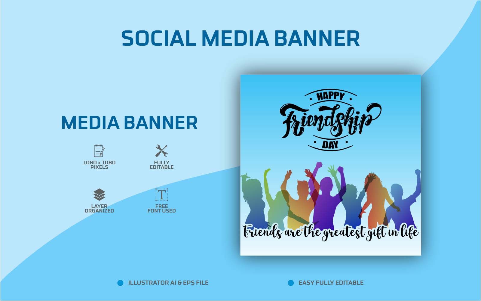 Happy Friendship Day Social Media Post Design or Web Banner Template