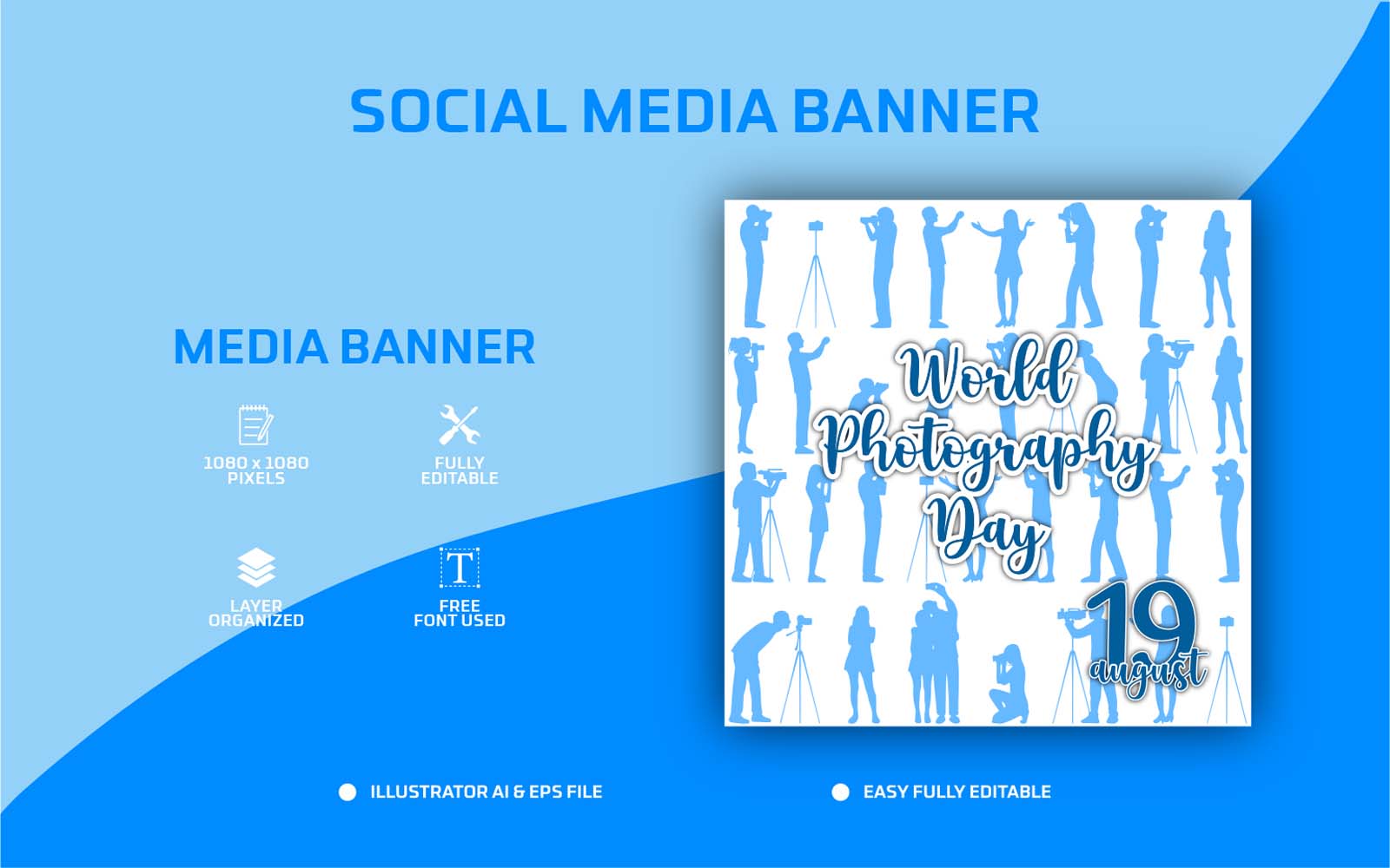 World Photography Day Social Media Post Design or Web Banner Template - Social Media Template
