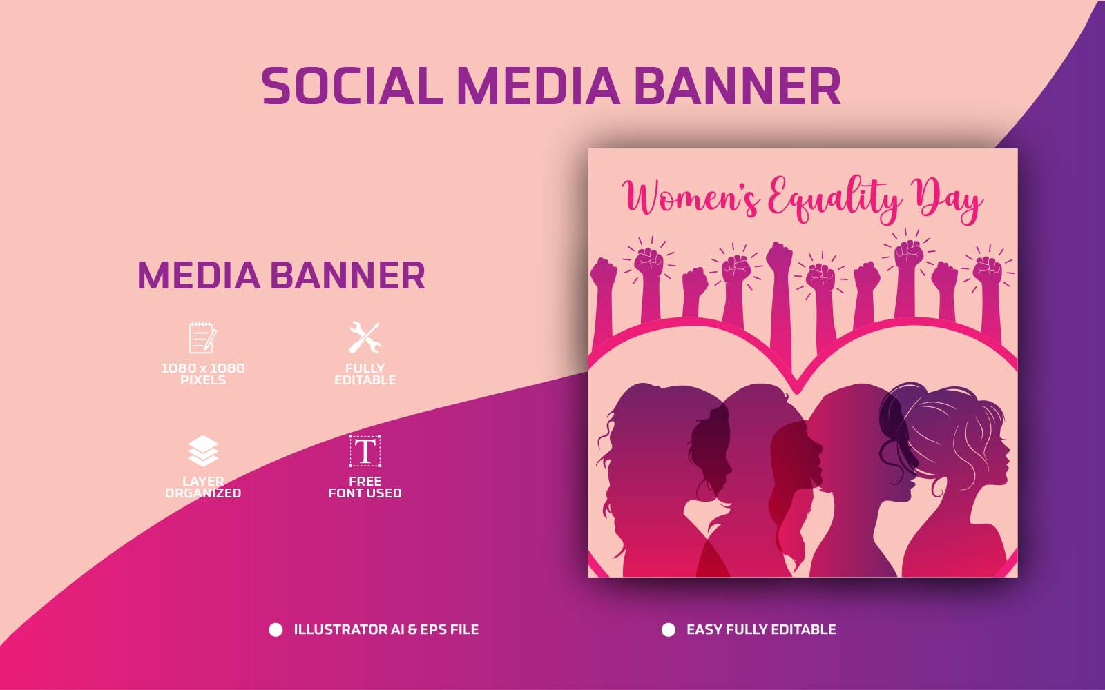 Women's Equality Day Social Media Post Design or Web Banner Template
