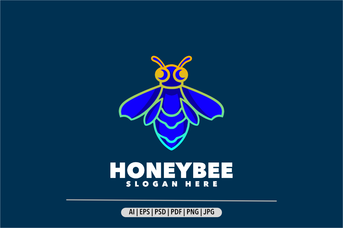 Honey bee gradient colorful logo design template